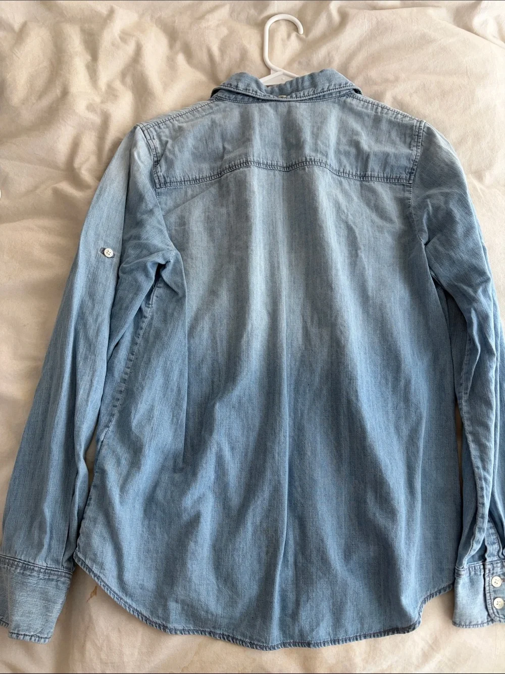 J Crew light wash denim shirt